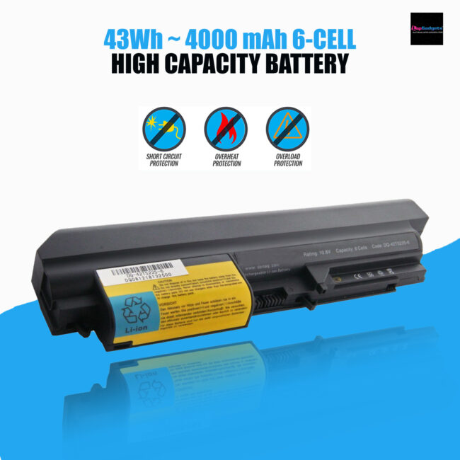 IBM LENOVO ThinkPad R61 T61 R61i R61e T400 R400 Series battery 6 cell 4000 mAh