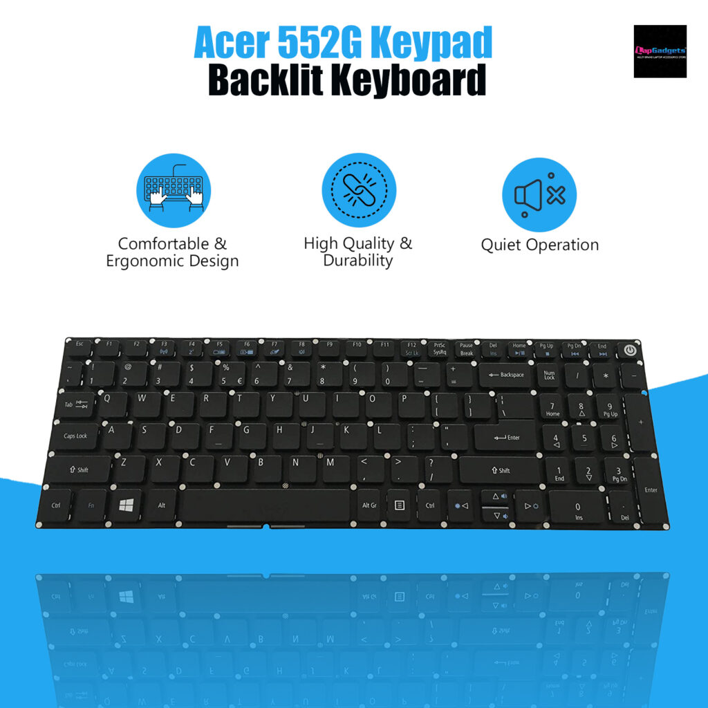Lap Gadgets Laptop Keyboard for Acer Aspire E5-552 E5-552G E5-573 E5-573G E5-573T E5-573TG E5-575G Series