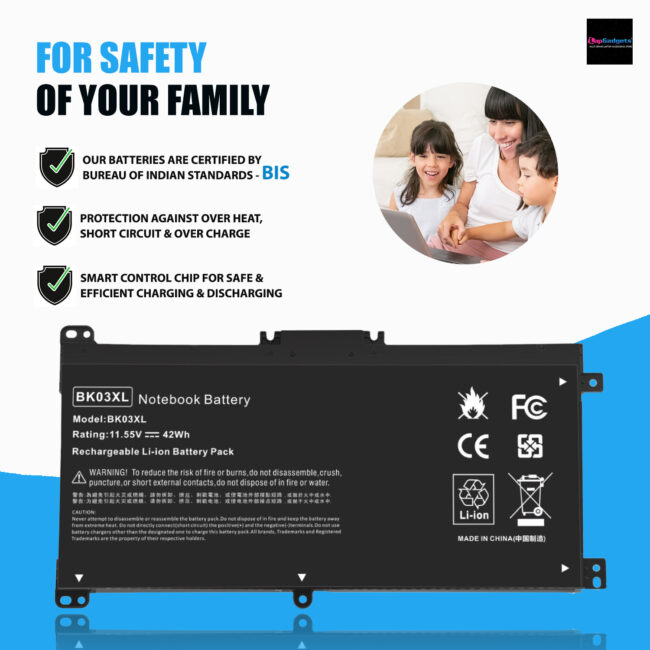 Battery for HP BK03XL (41.7Wh, 3 cells) Pavilion X360 14-BA series, X360 14m-BA
