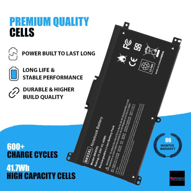 Battery for HP BK03XL (41.7Wh, 3 cells) Pavilion X360 14-BA series, X360 14m-BA