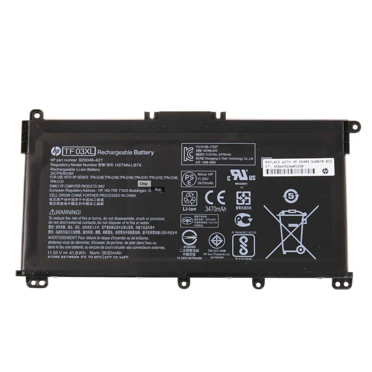HP TF03XL battery for Pavilion X360 14-CD, Pavilion 14-BF, 14-BK, 15-CC, 15-CD, 15-CK