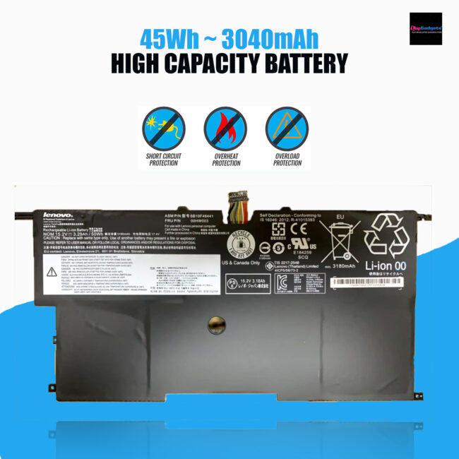 Lenovo ThinkPad X1 Carbon Battery for 14" Models 45N1700 45N1701 45N1702 45N1703 (Type 20A7 and 20A8)