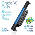Laptop Battery A32-K55 for Asus Q500 Q500A R503U R503A R503C K55VD X75VD K75VM K75VD K75DE K55 K55N K55VM K45VS K45VJ K55DR K55VS R400 R500 R700 A32-K55X A33-K55 – [6 Cells/4400mAh/48Wh]