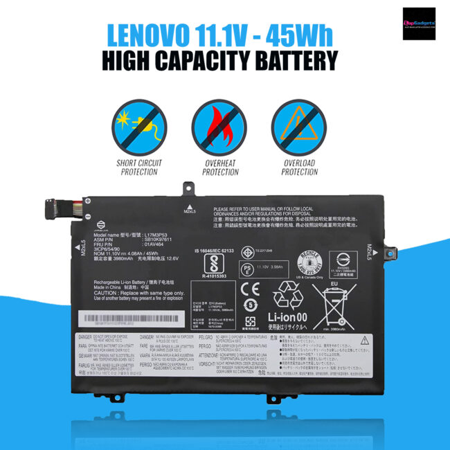 Battery for Lenovo Thinkpad L480 L580 series 01AV464 01AV465 L17M3P54 L17M3P53