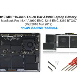 A1953 Replacement Laptop Battery for Apple Mid 2018 2019 MacBook Pro 15-inch A1990 EMC 3215 EMC 3359 BTO/CTO Battery MacBook Pro 15" Touch Bar A1990 Apple A1953 Battery 83.6Wh