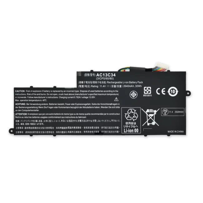 Battery for Acer AC13C34 – Aspire ES1-420, E-11, V5-122P Laptops (2200mAh, 3-Cell)