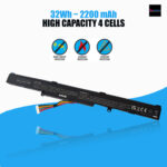 asus-a41n1501-battery, 2200 mah, 32wh gives approx 3 hours backup