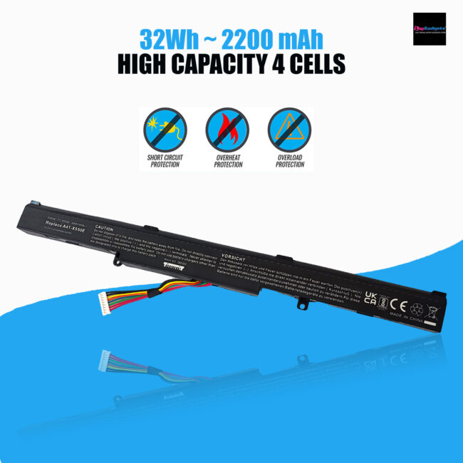 asus-a41n1501-battery, 2200 mah, 32wh gives approx 3 hours backup