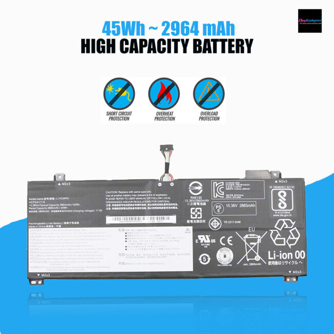 L17C4PF0 Laptop Battery for Lenovo ideapad S530-13IML S530-13IWL Series Notebook 5B10R38649 L17M4PF0 15.36V 45Wh 2964mAh