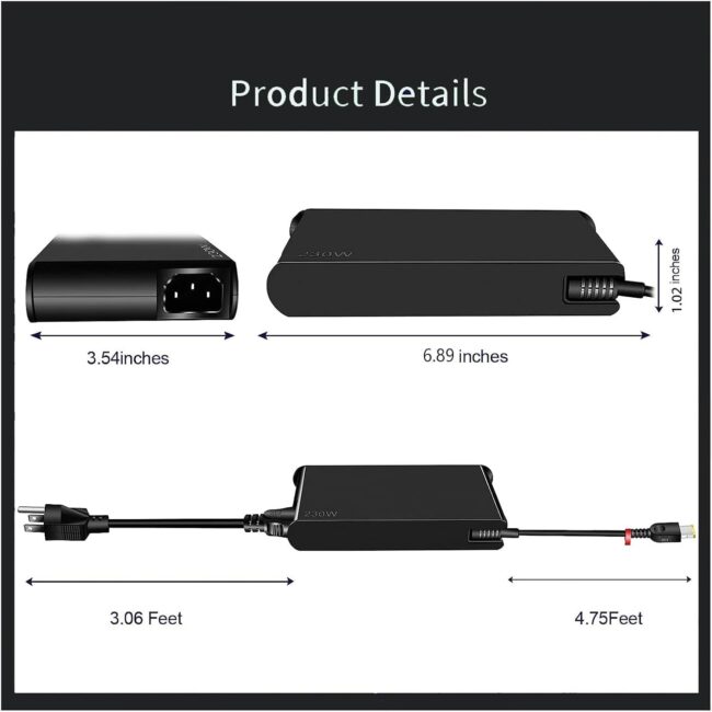 Slim 170W Laptop Charger 20V 8.5A Compatible with Lenovo Legion Slim 5 Yoga Pro 9i ThinkPad X1 Extreme P16 P16v IdeaPad Pro 5 LOQ 15APH8 6IRH8 15IRX9 15AHP9 ADL1703c3a Laptop Power Supply