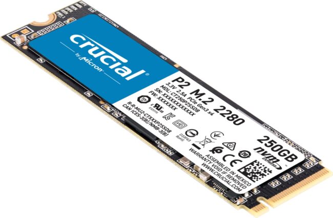 Crucial P2 M.2 3D NAND NVMe PCIe 250GB SSD Up to 2400MB/s - CT250P2SSD8