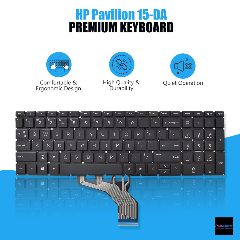 HP 15-DA Keyboard Compatible for 15-DB 15-DX 15-DK 15-CX 15-CN 15-CR 15-SC TPN-C136 C135 C133 15Q-DS (Black)