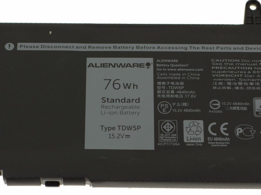 Dell Alienware 13 R3 Battery 4-cell 76Wh - TDW5P