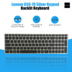 Backlit Silver Keyboard for Lenovo G50-70, G50-30, G50-45, G50-75, G50-80, G70-70, G70-80, Z50-70, Z50-75, Ideapad E50-70, and 500-15ISK (