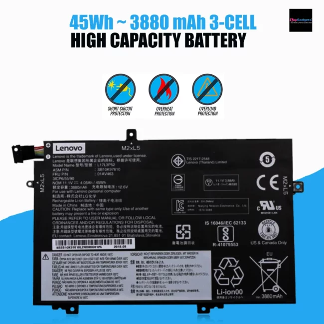 Original Lenovo Laptop Battery 01AV463,Original lenovo laptop battery 01av463 price, Original lenovo laptop battery 01av463 replacement, Original lenovo laptop battery 01av463 price in india, Original lenovo laptop battery 01av463 specifications, lenovo l480 battery replacement, lenovo l480 battery capacity, lenovo laptop battery backup time, lenovo laptop battery life hours, lenovo laptop battery replacement