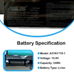 Original Laptop Battery for Asus A31N1719, A31n1719 laptop battery price, A31n1719 laptop battery replacement