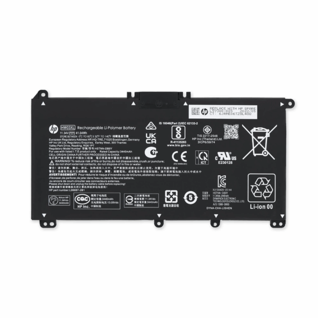 HW03XL L97300-005 Battery for HP Pavilion 15-EG 15-EH 17-CN 17-CP 250 G9 255 G8 470 G10 11.34 voltage, 3440 mAh, 3 cells