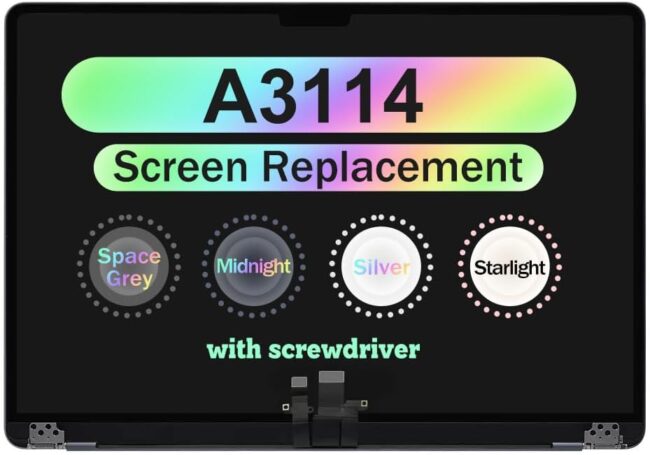 A3114 Screen Replacement, MacBook Air M3 15 inch LCD, A3114 Display Assembly, 2024 MacBook Air Screen, EMC 8612 LCD, MacBook Air M3 Repair Part, A3114 Midnight Screen, A3114 Starlight Screen