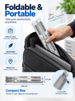 Silver adjustable foldable aluminum laptop stand with non-slip silicone pads