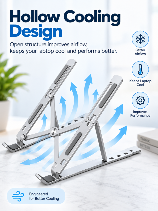 Adjustable Aluminum Laptop Stand | Foldable & Portable