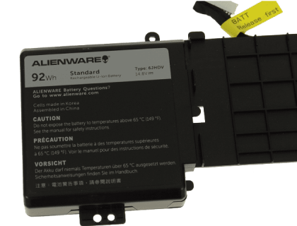 6JHDV Battery Compatible Dell Alienware 17 R2 5046J P43F Series, Fits P/N 6JHDV (14.8V 92WH)